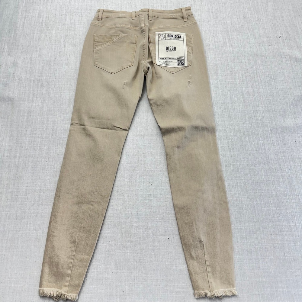 Ser.o.ya Diego Skinny Jeans Sand Dune Distressed Frayed Hem 1487-24 Size 28 - Picture 11 of 16